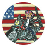 July 4th- Born to be Wild Airedale Round Stickers