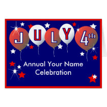 July 4th Celebration Invitation Greeting Card cards