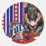 July 4th Firecracker - German Shepherd Round Sticker