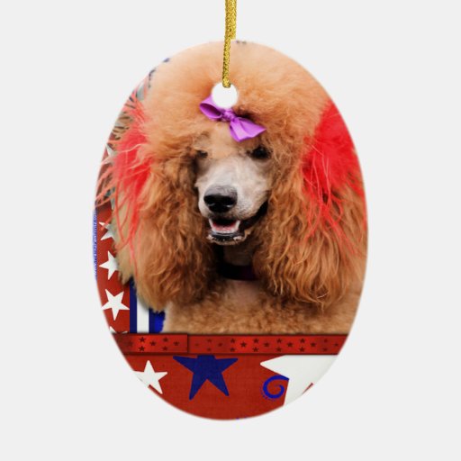 July 4th Firecracker - Poodle - Red Christmas Ornaments