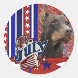 July 4th Firecracker - Red Doberman Stickers
