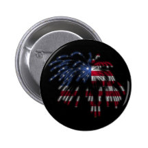 July 4th Fireworks & the American Flag in Lights Pinback Button