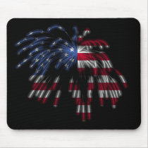 July 4th Fireworks & the American Flag in Lights Mouse Pads