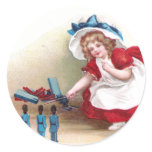 July 4th Girl and Toy Soldiers Round Stickers