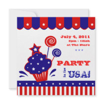 July 4th Independence Day BBQ Invitation Red White