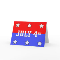 July 4th Invite Red, Blue and White Stars Greeting Card