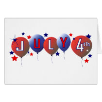 July 4th Party Balloons Greeting Card cards