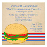 July 4th Striped BBQ Cookout Invite