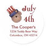 July 4th Teddy Bear Address Labels/Stickers