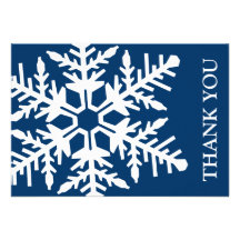 Jumbo Snowflake Thank You Card (Navy Blue / White) Invite