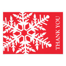 Jumbo Snowflake Thank You Card (Red / White) Custom Invitations