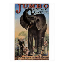 Jumbo The Giant Elephant Retro Theatre Post Cards