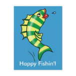 Jumping Cartoon Fish Postcard