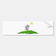 Jumping for Joy Cow on Grass Bumper Sticker