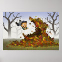 “Jumping into Leaves” Poster posters