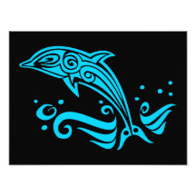 Jumping Tribal Blue Dolphin Art Photo