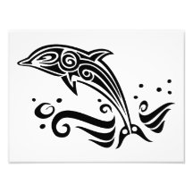 Jumping Tribal Dolphin Photo Print