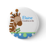 Jungle Adventure Giraffe NAME TAG Custom Button
