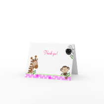 Jungle Adventure (Pink) Folded Thank you notes Greeting Cards
