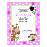 Jungle Adventure Pink Safari Birthday Invitations