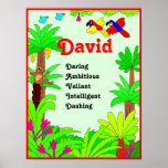 Jungle Animals Any Name Art Print Poster