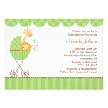 Jungle Animals in Green Stroller Invitations