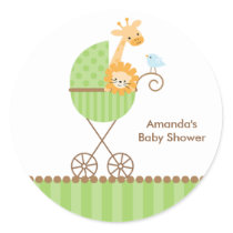 Jungle Animals in Green Stroller Stickers
