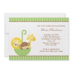 Jungle Animals in Green Umbrella Invitations
