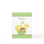 Jungle Animals in Green Umbrella Note Cards