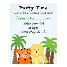 Jungle Animals Party Invitation