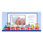 Jungle Animals Train Baby Boy Birth Annoucement Photo Cards