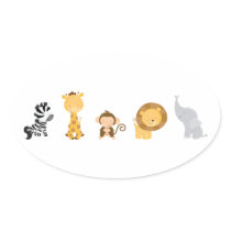Jungle Babies Oval Stickers