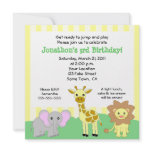 Jungle Baby Animals Birthday Invitations