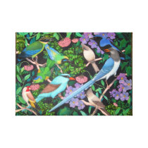 Jungle Birds of Asia Wrapped Canvas Stretched Canvas Print