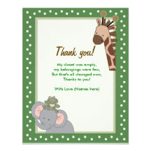Jungle Fun Baby Shower Thank you notes Invitations