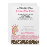 Jungle Giraffe Print (Pink) Baby Shower 5x7 Invite