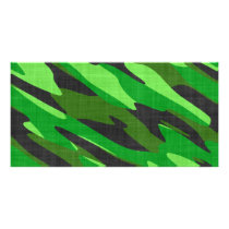 jungle green army camouflage textured customised photo card