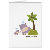 Jungle Hippos Birthday Card