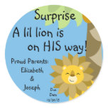 Jungle King Lion Blue Sky Surprise Baby Zoo Safari Round Stickers