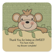Jungle Monkey Baby Shower Square Sticker!