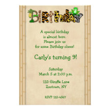 Jungle Print Frog Birthday Party Custom Announcements