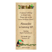 Jungle Print Frog Birthday Party Personalized Invitations