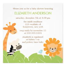 Jungle Safari Animals Baby Shower Invitations