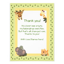 Jungle Safari Animals Baby Shower Thank you notes Invites