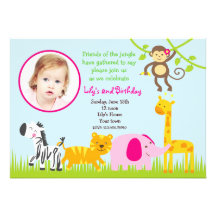 Jungle Safari Animals Birthday Invitations