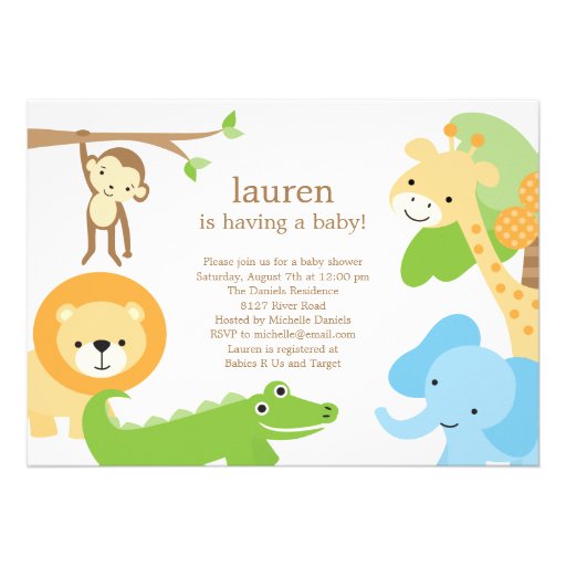 Jungle Safari Baby Shower Invitation Personalized Invitation