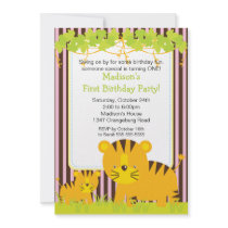 Jungle Safari Baby Tiger Birthday Party Invitation