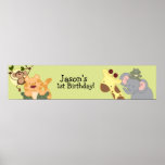 JUNGLE SAFARI Monkey Birthday Banner