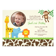 Jungle Safari Photo Birthday Invitation