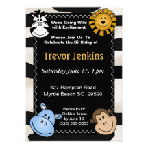 Jungle  Theme Kids Birthday Invitation